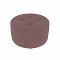 Orange Round Fabric Ottoman With Tufted Design For Living Room Decor