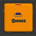 Orange Storage Box With Purple Accents SAIME Brand Latches Handle Icon And Text
