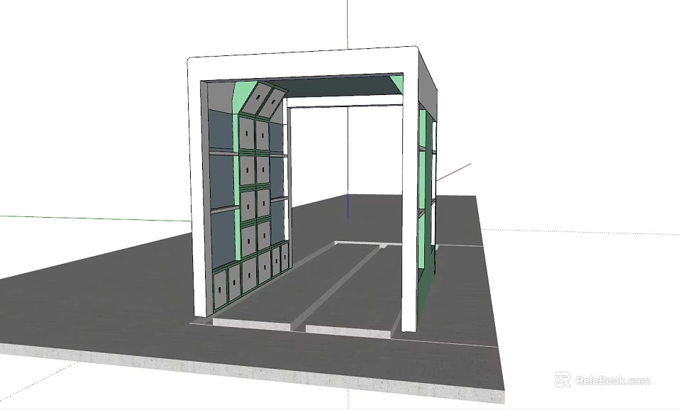 Industrial Equipment Frame Structure With Green Panels And Multiple Storage Compartments 3d model 