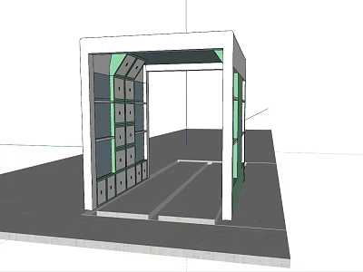 Industrial Equipment Frame Structure With Green Panels And Multiple Storage Compartments 3d model