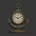 Vintage Bronze Pocket Watch Shaped Clock With Anchor Decoration And Base