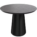 Black Round Side Table With Smooth Top And Conical Base 3d model