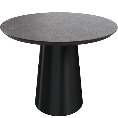 Black Round Side Table With Smooth Top And Conical Base 3d model