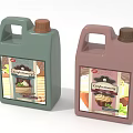 Confectionery Food Products in Green and Pink Containers with Dessert Labels