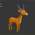 Cute Orange 3D Cartoon Deer Character With White Spots Antlers And Large Eyes