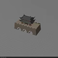 Ancient Architecture Featuring Traditional City Gate Tower With Curved Eaves Black Tiles And Arched Gateways