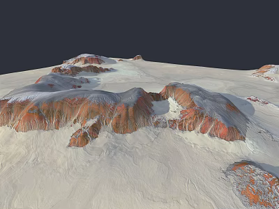 Garden Landscape Design Featuring Mountainous Terrain White Snowy Parts And Orange Red Rocks 3d model