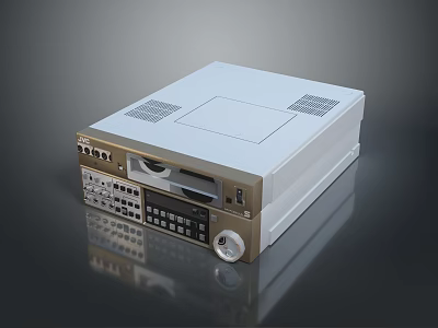 White And Gold Professional Computer Equipment With Interface Ports Control Knob And Cooling Vents 3d model