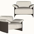 Modern Beige Fabric Single Sofa With Comfortable Armrests And Sturdy Wooden Legs