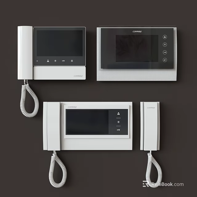 Modern Video Doorbells With Wall Mounted Screens Intercom Functions And Various Styles 3d model 