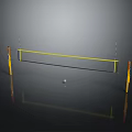 High Quality Badminton Net With Yellow Frame Support Posts And Shuttlecock