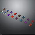 Colorful Geometric Blocks of Different Colors Arranged on Dark Background