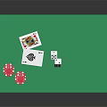 Green Poker Table Setup With Pink Chips Cards And White Dice