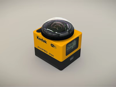 Kodak PIXPRO SP360 4K Digital Camera With Yellow Black Design And LCD Screen 3d model