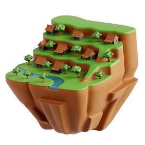 Modern Forest House Cartoon Island 3d model