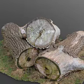 Natural Wood Stone Logs with Rough Texture and Organic Patterns 3d model