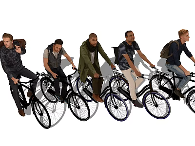 Modern multi-person character bicycle business person office worker bicycle 3d model