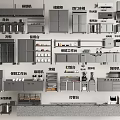 Commercial Kitchen Layout Featuring Hood Cooktops Four Door Refrigerators Preparation Tables And Washing Stations