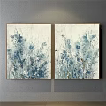 Soft Blue Gray Botanical Painting With Herbs And Flowers In Watercolor Style On Light Background