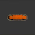 Detailed Orange Miniature Structure With Graffiti And Warning Stripes On Base 3d model