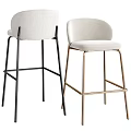 Modern Minimalist Bar Stools With Black And Gold Metal Frames And Light Upholstered Seats