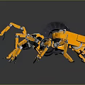 Intelligent Spider Like Machine With Yellow Body Mechanical Legs And Circular Component 3d model