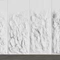 3D Textured Wall With Sculptural Relief Design And Modern Artistic Panel Structure 3d model
