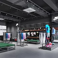 Nike Sportswear Clothing Store With Mannequins Clothing Racks And Green Display Tables