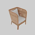 Natural Rattan Single Sofa With White Cushion For Modern Living Space
