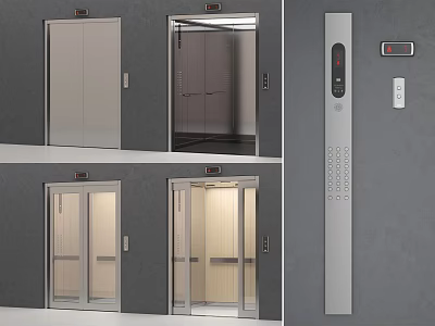 Modern Elevator Interior Design With Glass Doors And Control Panel Details 3d model