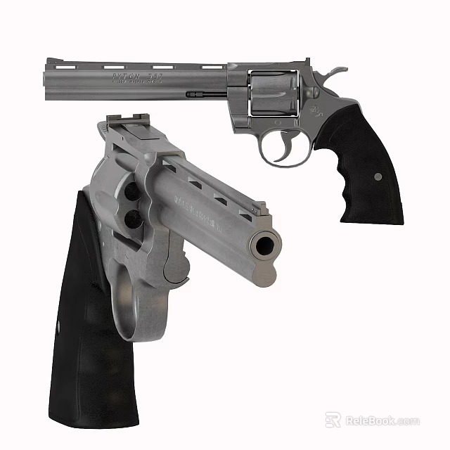 Two Different Revolvers With Silver Metal Body And Black Grip Holster Design 3d model 