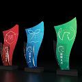Three Colored Sculpture Carving Featuring Intricate Carved Patterns Modern Design And Trophy Style