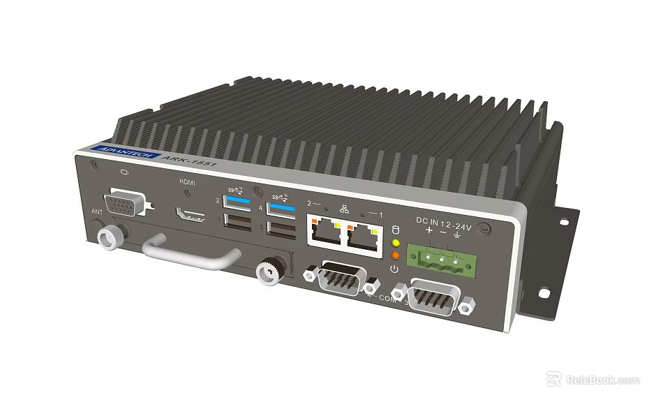 Advantech DS-1100 Industrial Equipment with USB HDMI Ethernet Ports and Heat Sink Design 3d model 