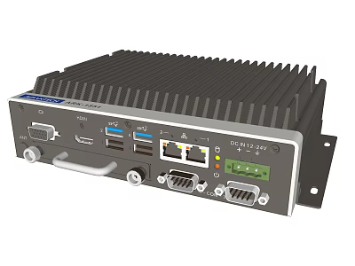 Advantech DS-1100 Industrial Equipment with USB HDMI Ethernet Ports and Heat Sink Design 3d model