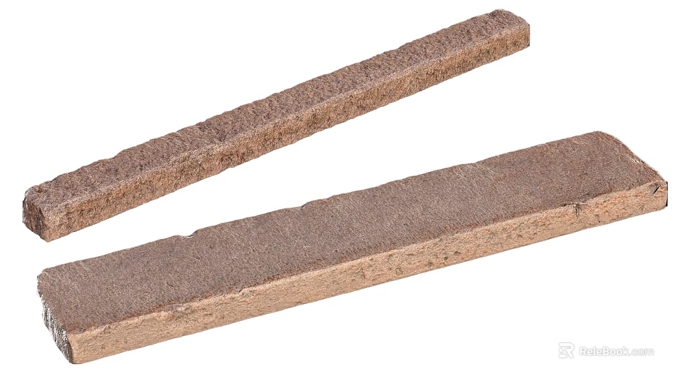 Natural Stone Wood Long Strips with Brown Textured Surface for Construction and Decorative Projects 3d model 