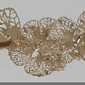 Golden Floral Wall Decor With Intricate Hollow out Design And Metallic Finish