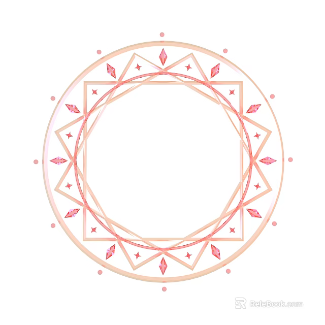 Decorative Circular Geometric Pattern With Pink Orange Lines And Diamond Shapes 3d model