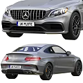 Silver Mercedes Coupe Car With UK Plate Front And Rear View Design