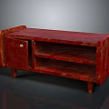 Red Wooden Shoe Cabinet with Lockable Door Open Shelves and Sturdy Legs Modern Design