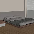 Modern Double Bed With Grey Headboard Wooden Frame Underbed Lighting And Nightstand