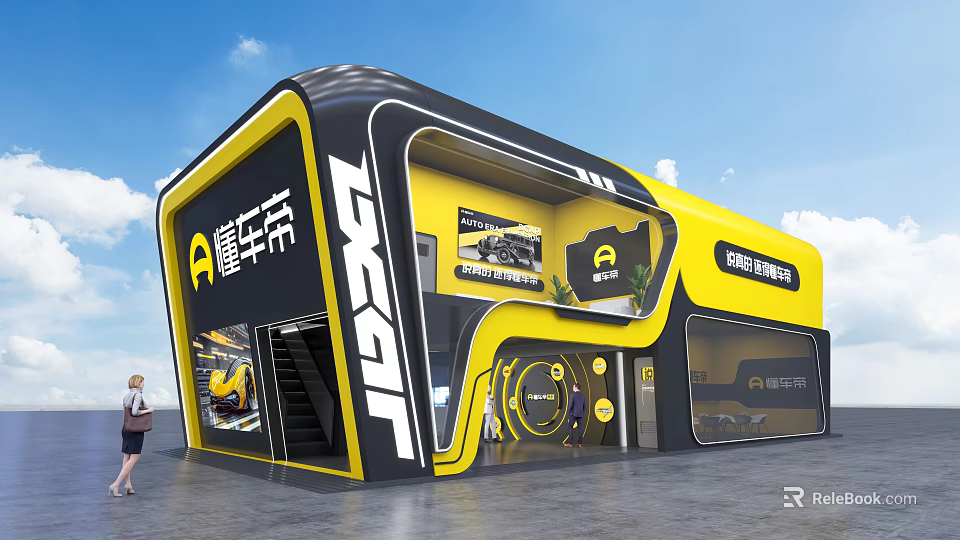 Modern Tobacco And Alcohol Store With Bright Exterior And Product Display Windows 3d model 