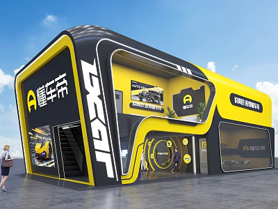Modern Tobacco And Alcohol Store With Bright Exterior And Product Display Windows 3d model