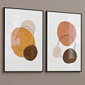 Minimalist Framed Print With Abstract Geometric Circles And Lines In Beige Orange Brown Tones