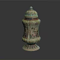 Ornate Decorative Jar Featuring Colorful Patterns Lid And Detailed Figures 3d model