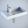 Modern White Washbasin with Sleek Design and Chrome Faucet on Countertop