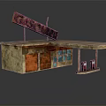 Vintage Gasoline Station Model Featuring Retro Sign And Fuel Pumps