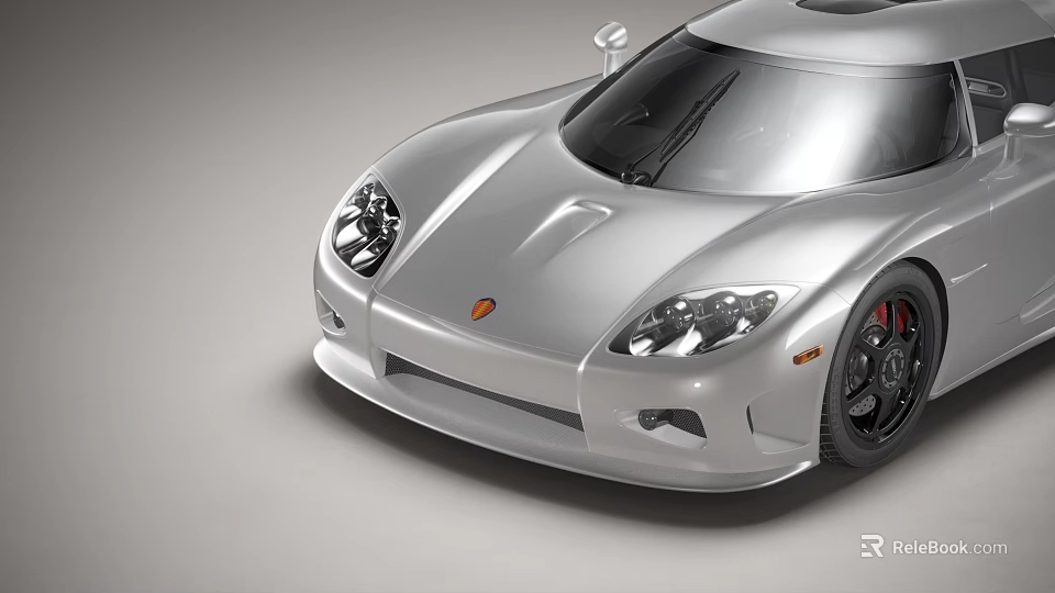 Silver Sports Car With Streamlined Body Sleek Front Headlights And Black Alloy Wheels 3d model 
