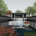 Modern Simple Sinking Courtyard Landscape Gallery Pavilion 3d model