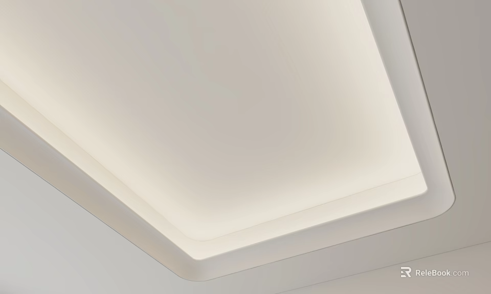 Modern Minimalist Ceiling Design With Smooth White Surface And Recessed Lighting 3d model 