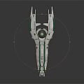 Futuristic Spaceship with White Body and Green Stripes for Advanced Space Exploration